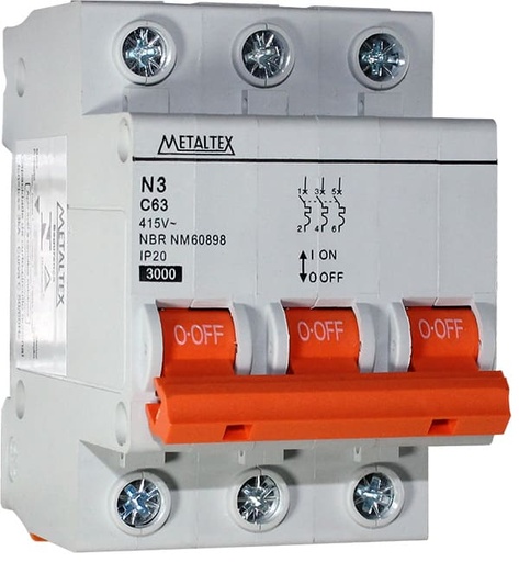 Interruptor automático 3 polos 3kA curva C serie N3