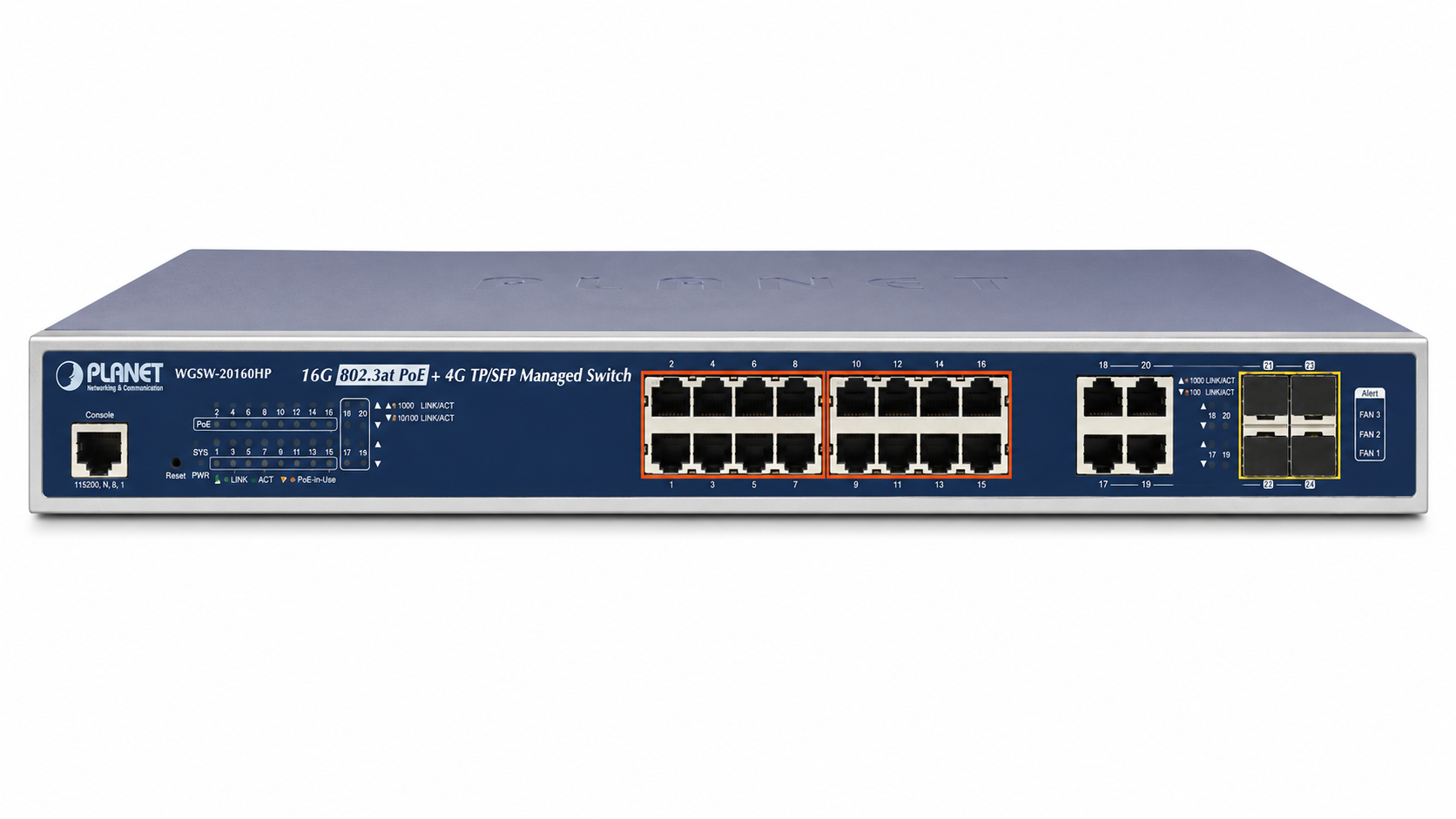 Switch administrado combinado L2+ de 16 puertos 10/100/1000BASE-T 802.3at PoE + 4 puertos Gigabit TP/SFP (Descontinuado)