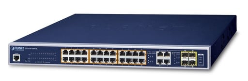 Switch Administrado Combinado de 24 Puertos 10/100/1000T 802.3at PoE + 4 Puertos Gigabit TP/SFP