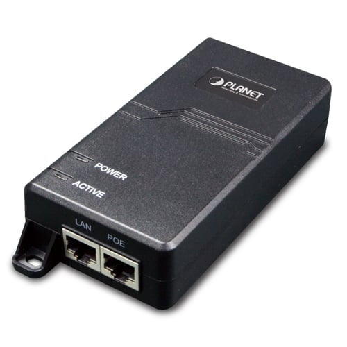 Inyector PoE IEEE 802.3at Gigabit de alta potencia a través de Ethernet (10/100/1000 Mbps, rango medio, 30 vatios)