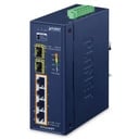 Switch Ethernet Industrial de 4 Puertos 10/100/1000T 802.3at PoE + 2 Puertos 100/1000/2500X SFP