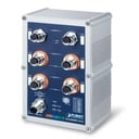 Switch Ethernet Administrado Industrial de 4 Puertos 10/100/1000T 802.3at Con Clasificación IP67 + Switch Ethernet Administrado 10/100/1000T de 2 Puertos (-40 ~ 75 Grados C)