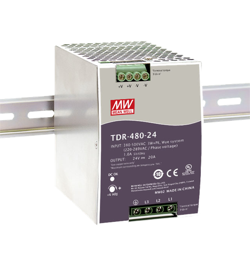 Fuente de poder Riel DIN trifásica 480W TDR-480