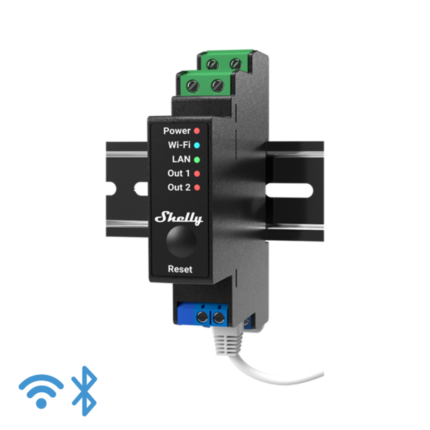 Relé Inteligente Profesional Riel DIN de 2 Canales con Power Meter Contacto Seco