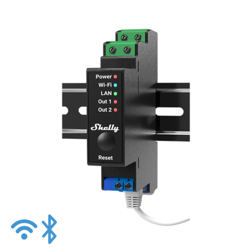 Relé Inteligente Profesional Riel DIN de 2 Canales con Power Meter Contacto Seco