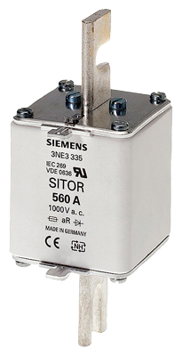 Fusible Siemens Sitor with slotted blade contacts, NH2, In: 630 A, aR, Un AC: 1000 V, front indicator