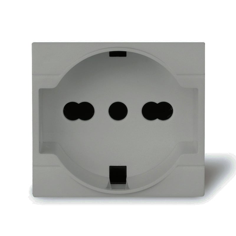MOD. ENCHUFE SCHUKO 2P+T 10A/16A 220-250V gris claro