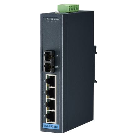 Switch Ethernet 4FE+1FE SC Single-mode Unmanaged, -40~75℃