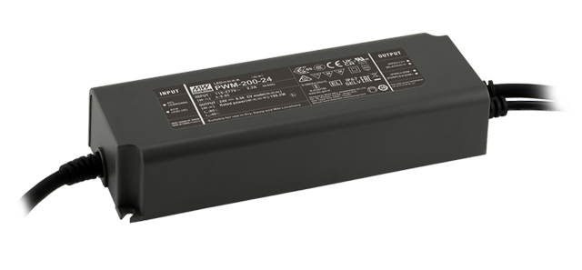 Driver LED plástico voltaje flicker IP67 PFC opción DALI DALI-2 200W PWM-200