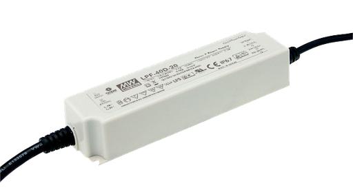 Driver LED plástico corriente PFC IP67 40W LPF-40D