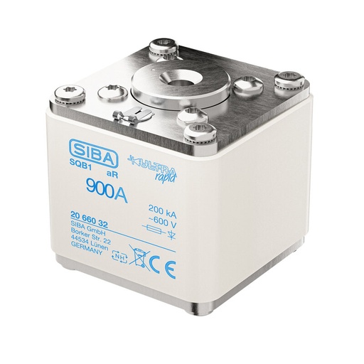 Fusible SIBA ultrarrápido aR 690V SQB1 rosca M8
