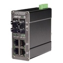 Industrial, Unmanaged Gigabit Ethernet Switch, 6 Ports, DIN Rail, RJ45 x 4, ST x 2, 1.2Gbps