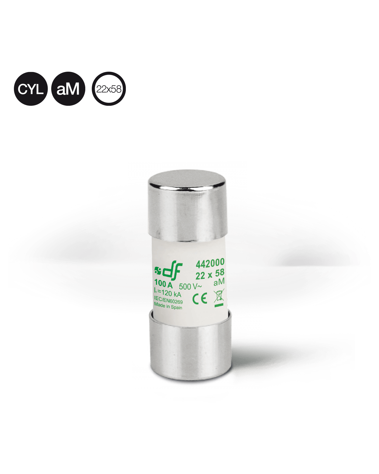 Fusible DF ELECTRIC curva aM; 40A; 690VAC; 22x58mm con Striker