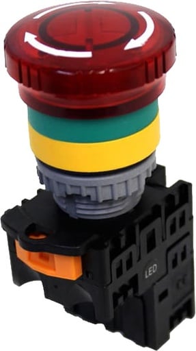 Botón de emergencia tipo hongo con traba iluminado plástico 1NA serie TN2