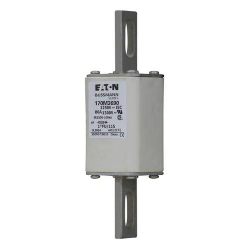Fusible rápido Bussmann 80 A, AC 1250 V, compact size 1, aR