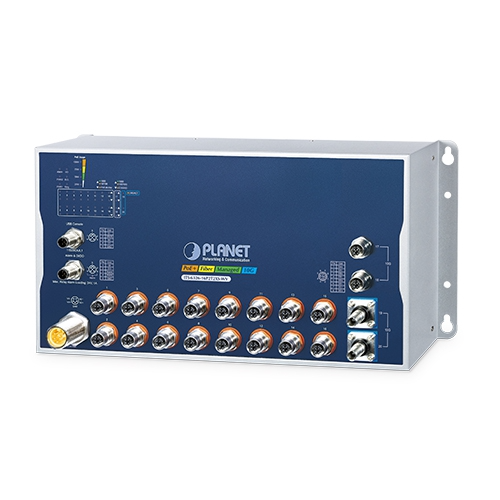 Switch Ethernet Gestionado Industrial ITS-6326-16P2T2XS-WV L3 de 16 Puertos 10/100/1000T 802.3at PoE+ M12 + 2 Puertos 10GBASE-T M12 + 2 Puertos 10G Q-ODC Con Entrada de Voltaje Dual de 24-110 VCC