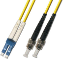 LC/UPC-ST/UPC Duplex SM 9/125 Fiber Patch Cable, 2.0mm Riser Yellow Jacket, 1M