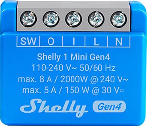 Shelly 1 Mini Gen4 – Interruptor Inteligente Ultra Compacto Wi-Fi/Zigbee/Bluetooth