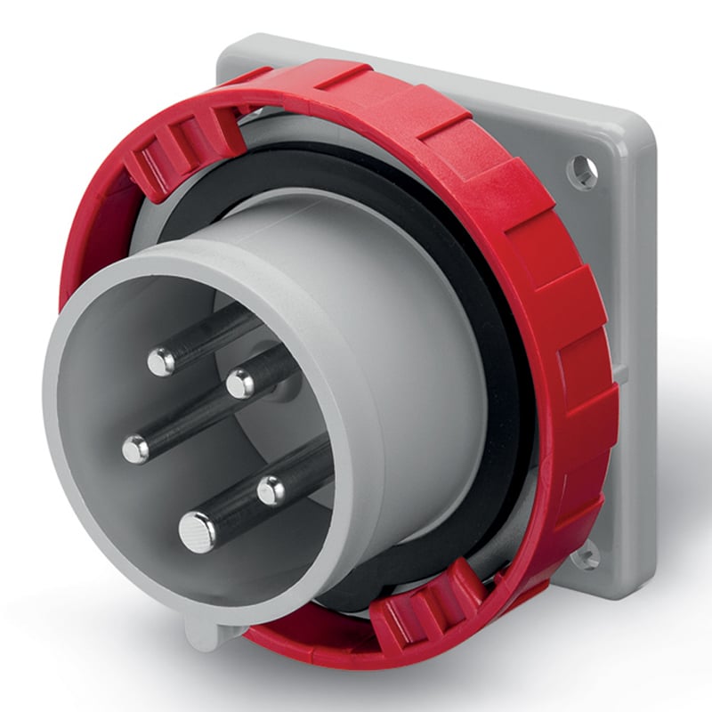 ENCHUFE MACHO EMBUTIDO 3P+N+T IP67 16A 6h 346-415V, FIJACION 75X75mm