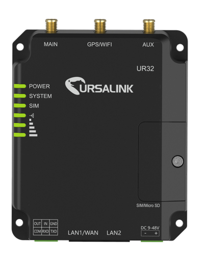 Router industrial UR32, 4G LTE CAT4, doble SIM, PoE, Wi-Fi, RS485, montaje DIN