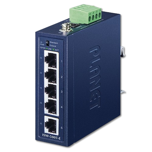 Switch Industrial Compacto 5 Puertos Fast Ethernet 10/100 PLANET ISW-500T-E