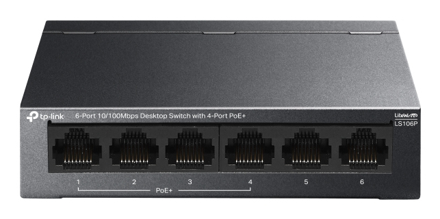 TP-Link LS106P switch No administrado L2 Fast Ethernet (10/100) Energía sobre Ethernet (PoE) Escritorio Negro