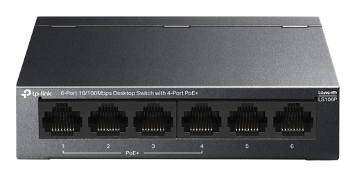 TP-Link LS106P switch No administrado L2 Fast Ethernet (10/100) Energía sobre Ethernet (PoE) Escritorio Negro