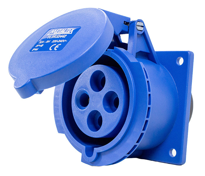 Tomacorriente para panel 32A 3P+E-9H - Azul - IP44